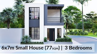 6x7 Meters Small House Design Idea with 3 Bedrooms [upl. by Namzed]