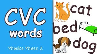 CVC Words  Phonics Phase 2 [upl. by Mecke]