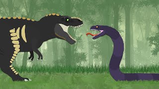 Dinosaurs Cartoons Battles  Tyrannosaurus rex vs Titanoboa  DinoMania [upl. by Stutsman]