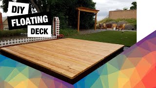 DIY Floating Deck  How to build a detached deck  Backyard Ground Level Deck [upl. by Aisel]