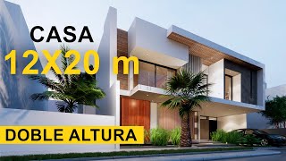 CASA MODERNA 🏠 EN TERRENO DE 12X20m  📏 Doble altura con 4 Recámaras 🛀 [upl. by Arlinda222]