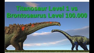 Titanosaur lvl 1 vs Brontosaurus lvl 100000  ARK Survival Evolved  Cantex [upl. by Gnivre]