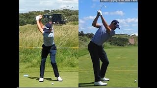 Justin Thomas golf swing  Long Iron faceon amp downtheline July 2017 [upl. by Wilser916]