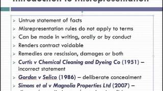 Misrepresentation Lecture 1 of 4 [upl. by Nerha]