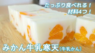 【材料4つで簡単】たっぷり食べれる！みかん牛乳寒天（牛乳かん）の作り方 [upl. by Runck]