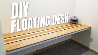 DIY Floating Desk with AWESOME Computer Cable Management  How to  Home Office Makeover Part 1 [upl. by Gilberto]